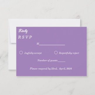 Cartons Réponse ​Amethyst Purple & White Minimalist Response Card