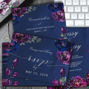 Cartons Réponse Améthyste Saphir Bleu Marine Tons De Bijou Mariage