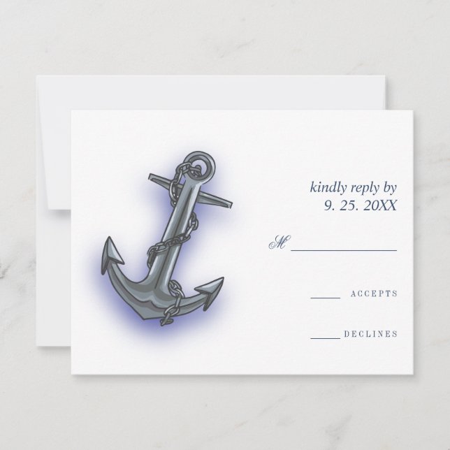 Cartons Réponse Ancre nautique Fabuleux Mariage de voile (Devant)