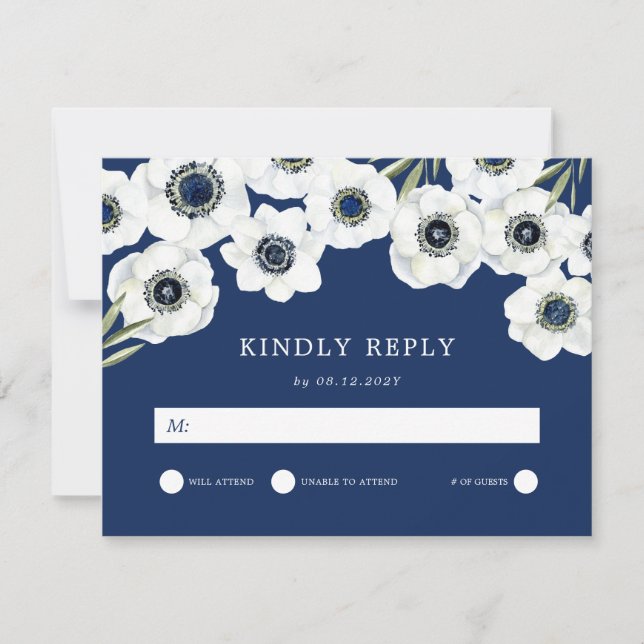Cartons Réponse Anémon de minuit | Mariage floral (Devant)