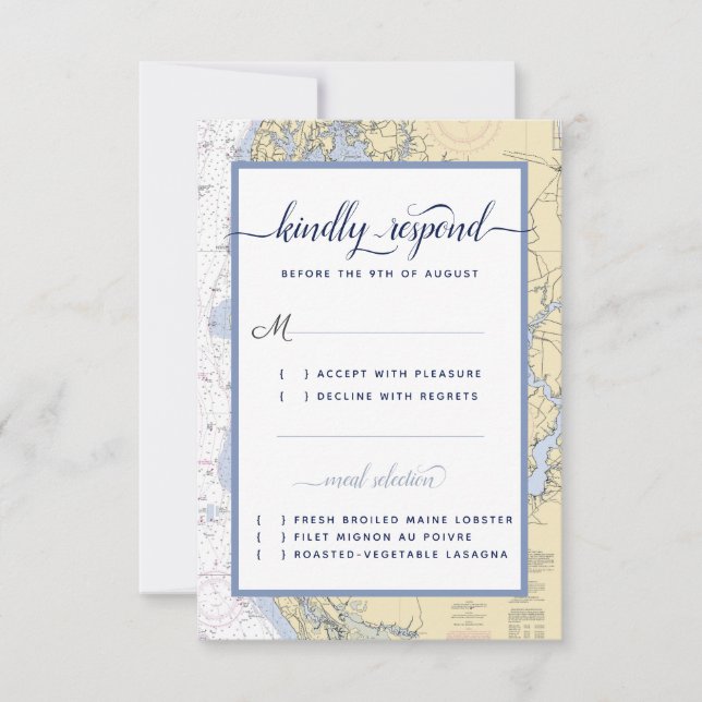 Cartons Réponse Annapolis MD Mariage/événement nautique semi-forme (Devant)