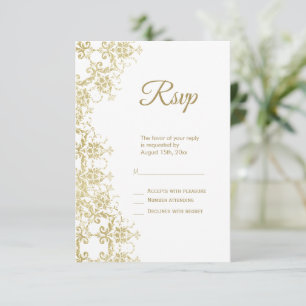 Cartons Réponse Anniversaire Classy Gold Damask