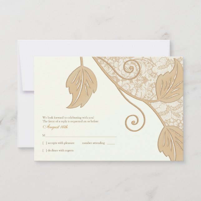 Cartons Réponse Antique dentelle et Mariage Feuille (Devant)