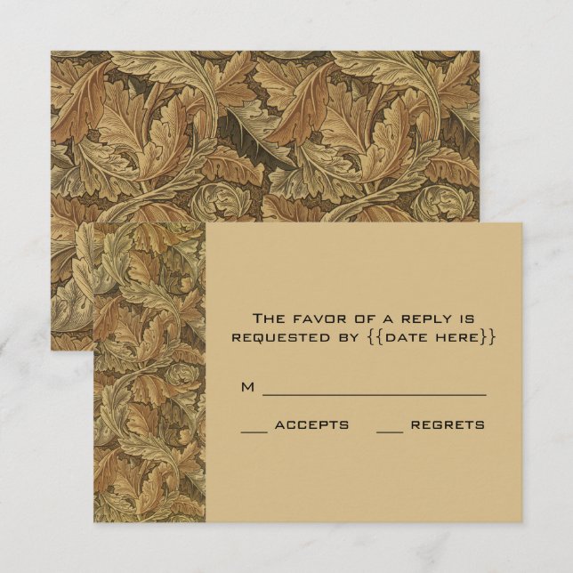 Cartons Réponse Antique Victorian Chaud automne Feuilles Mariage (Devant / Derrière)