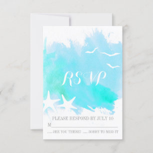 Cartons Réponse Aqua bleu aquarelle splash, mariage d'étoiles de m