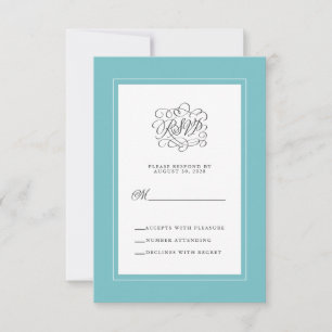 Cartons Réponse Aqua Blue Green Elegant Mariage Répondre Enceinte