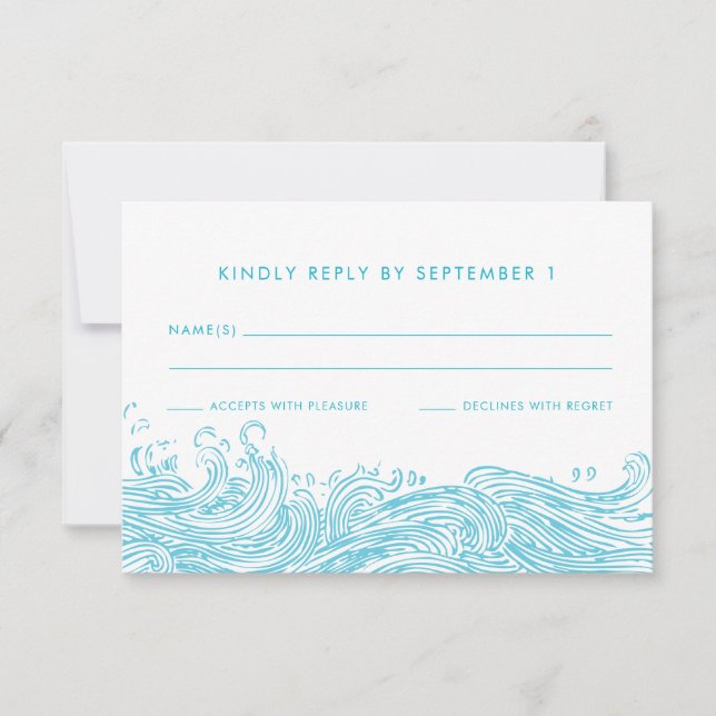 Cartons Réponse Aqua Blue Ocean Waves Beach Wedding (Devant)