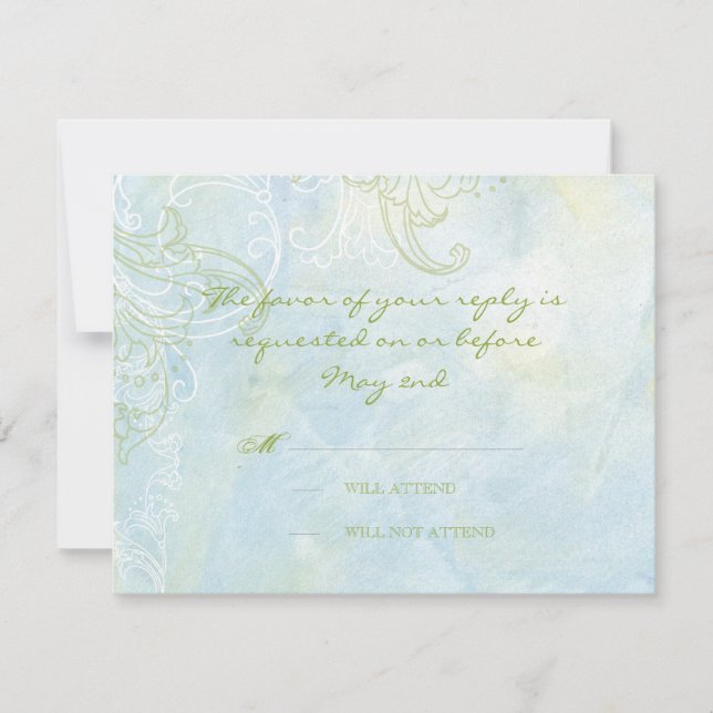 Cartons Réponse Aqua Blue Sunflower Floral Swirl Mariage moderne (Devant)