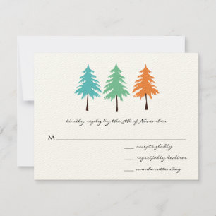 Cartons Réponse Aqua Green Coral Forest Pine Tree Mariage