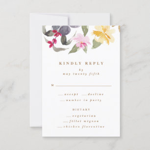Cartons Réponse Aquarelle Art séché Florals Mariage