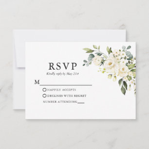Cartons Réponse Aquarelle Blanc Floral Mariage