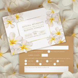 Cartons Réponse Aquarelle blanche jaune or frangipani mariage