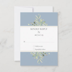 Cartons Réponse Aquarelle bleu Dusty Mariage vert