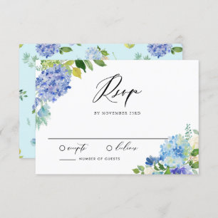 Cartons Réponse Aquarelle bleu Hydrangea Bouquet Mariage