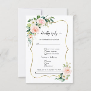Cartons Réponse Aquarelle Blush Fleurs d'ivoire Mariage or