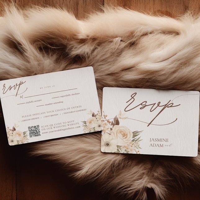 Cartons Réponse Aquarelle Boho Floral Mariage d'automne (Créateur téléchargé)