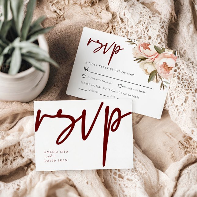 Cartons Réponse Aquarelle Boho Peonies Floral Mariage (Créateur téléchargé)