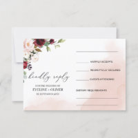 Aquarelle bordeaux bleu rose mariage