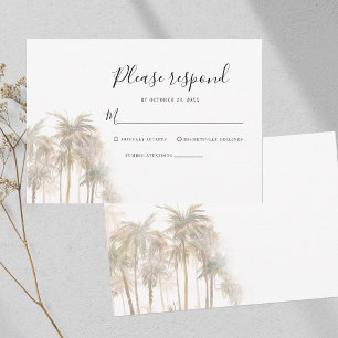 Cartons Réponse Aquarelle côtière Palmiers Destination Mariage