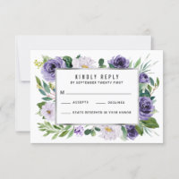 Aquarelle d'argent violet couleur florale Mariage 