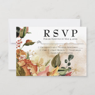 Cartons Réponse Aquarelle d'automne Mariage floral