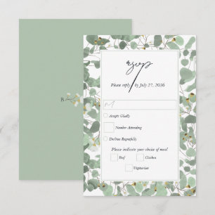 Cartons Réponse Aquarelle Eucalyptus Mariage de fleurs vertes