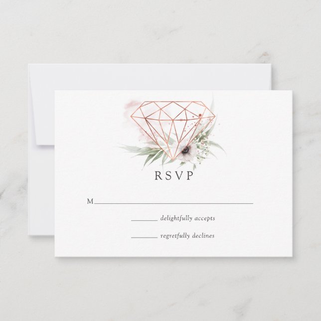 Cartons Réponse Aquarelle Eucalyptus Mariage géométrique (Devant)