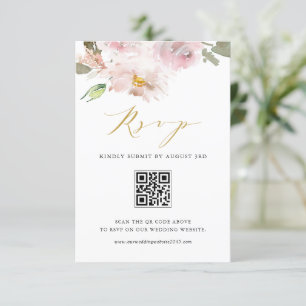 Cartons Réponse Aquarelle féminine Blush Flowers Mariage QR Code