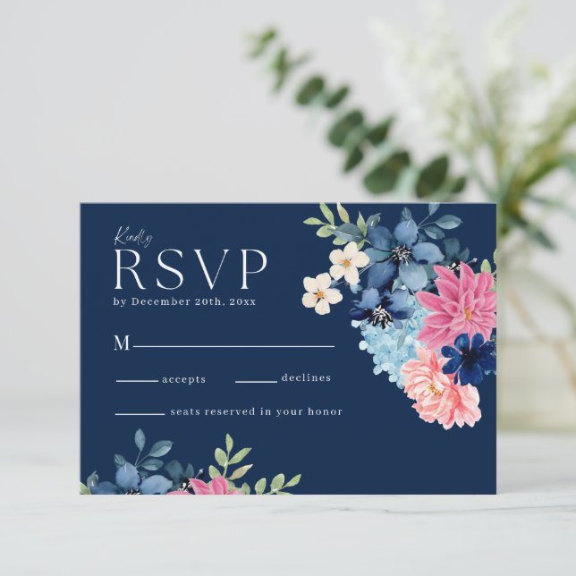 Cartons Réponse Aquarelle feuillage floral feuille Mariage pastel (Debout devant)