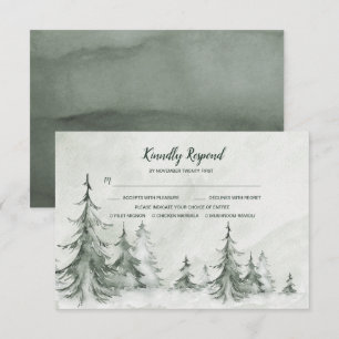 Cartons Réponse Aquarelle Fir Trees Mariage d'hiver