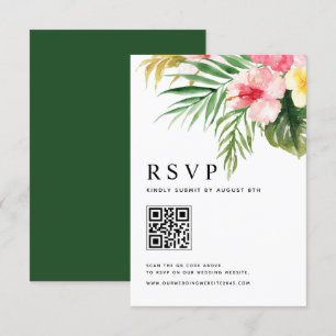 Cartons Réponse Aquarelle Fleurs tropicales Mariage de code QR