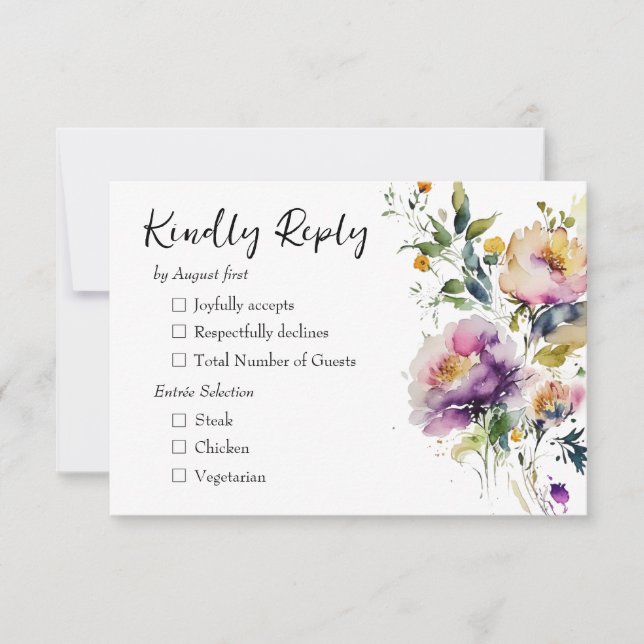 Cartons Réponse Aquarelle Floral Mariage (Devant)