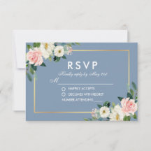 Aquarelle Floral rose blanc Dusty bleu Mariage
