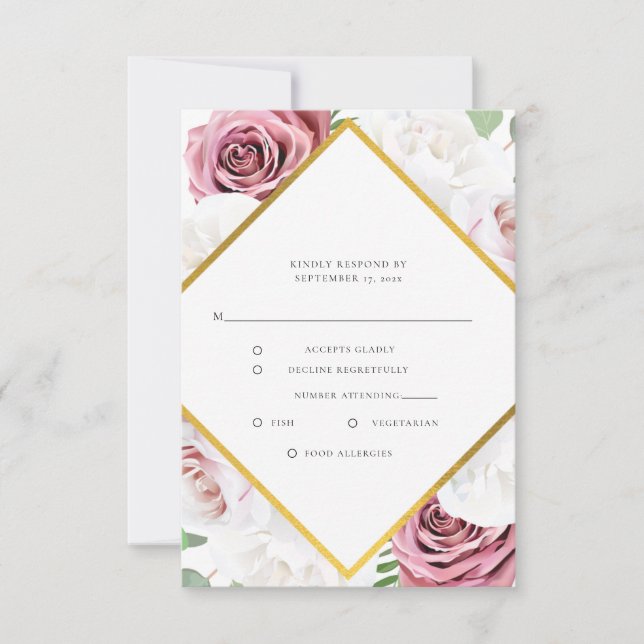 Cartons Réponse Aquarelle Floral Script Mariage moderne (Devant)