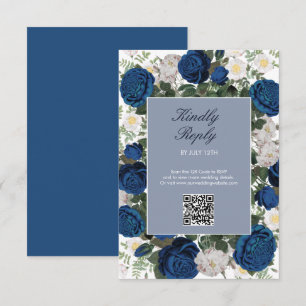 Cartons Réponse Aquarelle Florale Bleue Moderne Mariage élégant