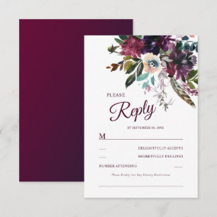 Cartons Réponse Aquarelle florale de Bourgogne