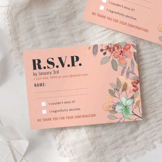 Cartons Réponse Aquarelle florale Mariage glam élégant (Créateur téléchargé)