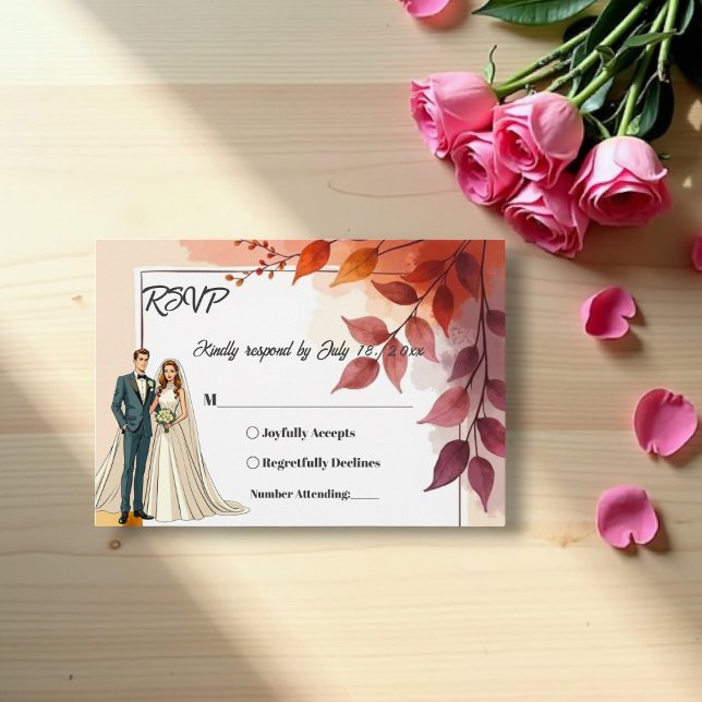 Cartons Réponse Aquarelle Florale Mariée Et Mariage de automne De  (Créateur téléchargé)