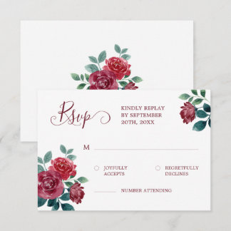 Cartons Réponse Aquarelle florale simple et élégante Mariage borde
