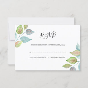 Cartons Réponse Aquarelle Foliage moderne Coloré Feuille Mariage