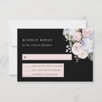 Aquarelle Hydrangea Floral sur noir | Mariage