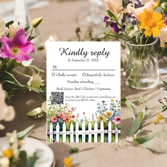 Cartons Réponse Aquarelle Jardin Fleur sauvage de clôture Mariage  (Créateur téléchargé)