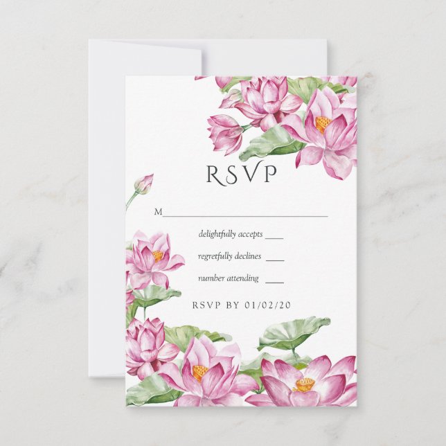 Cartons Réponse Aquarelle Lotus Flower Mariage indien (Devant)