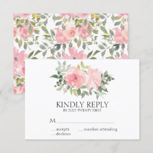 Cartons Réponse Aquarelle Lush Blush rose Mariage Floral