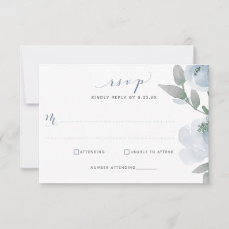 Cartons Réponse Aquarelle Mariage bleu foncé Doux Floral