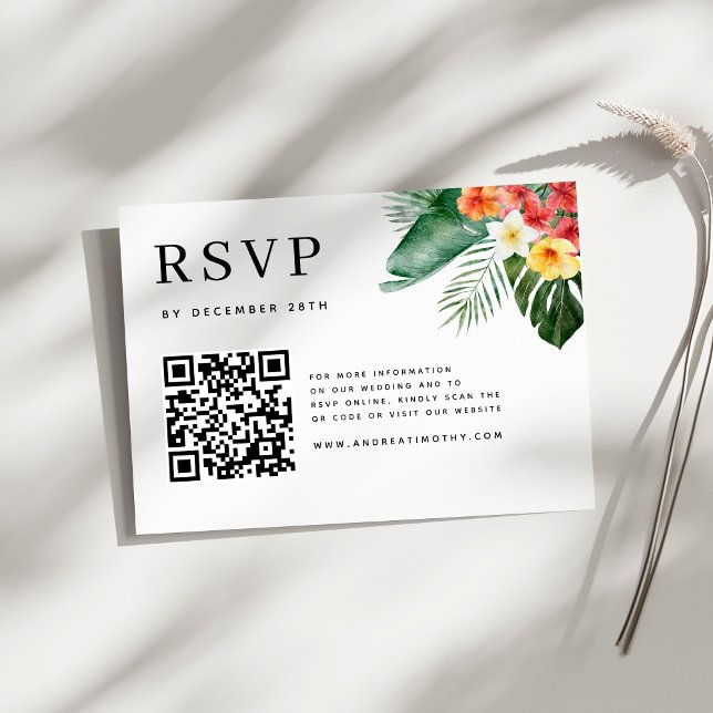 Cartons Réponse Aquarelle Mariage végétal tropical (Créateur téléchargé)