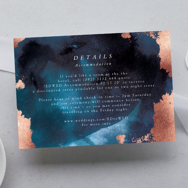 Cartons Réponse Aquarelle Marine Blue Moody Rose Mariage or (Créateur téléchargé)