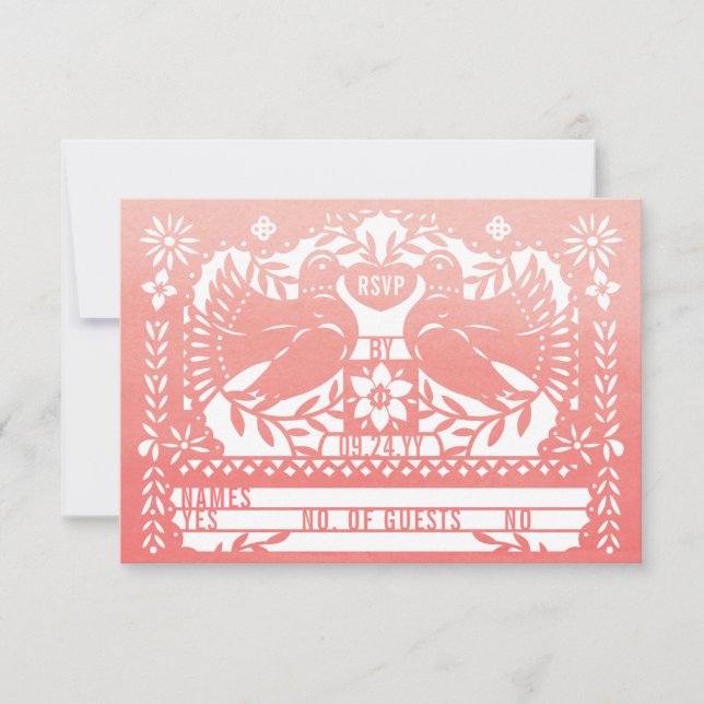 Cartons Réponse Aquarelle Mexicaine Fantail Doves Papel Picado (Devant)