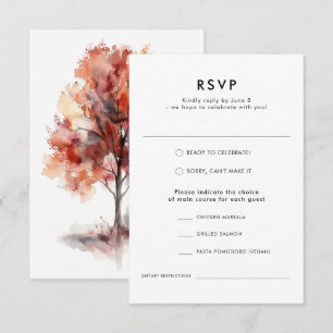 Cartons Réponse Aquarelle moderne Automne Forêt extérieure Mariage