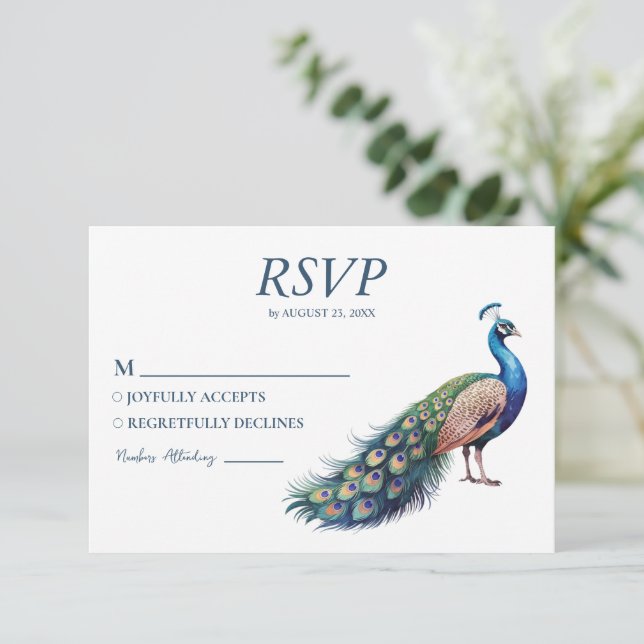 Cartons Réponse Aquarelle moderne tendance Peacock (Debout devant)